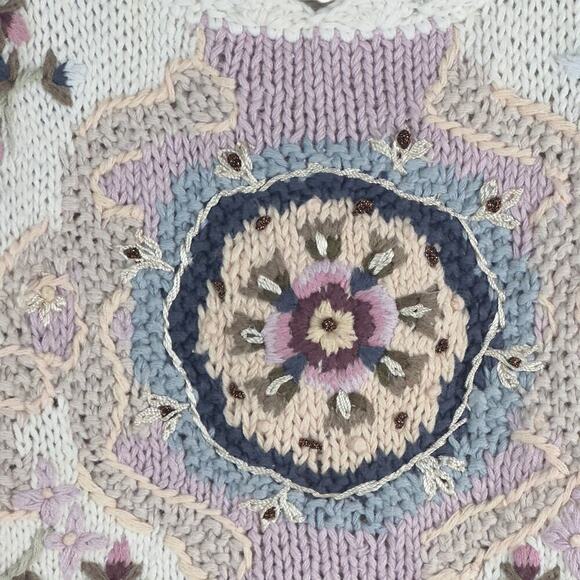 Vintage Jennifer Reed Handmade Knit Granny Cottage Core Sweater (M) - Picture 4 of 11